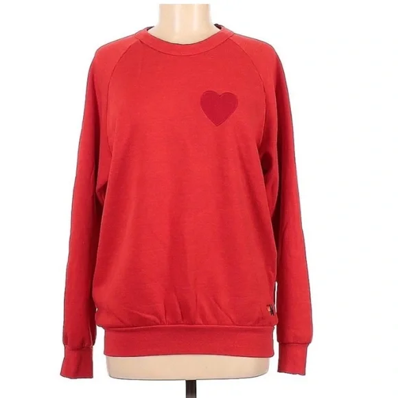 Aviator Nation Heart Embroidery Sweatshirt *RARE* in RED Medium - Picture 2 of 11